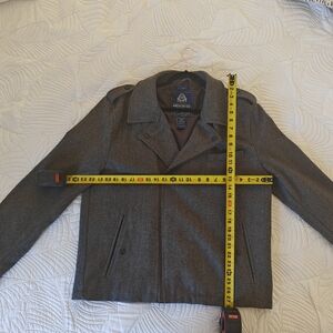 American Rag Cie Gray Herringbone Tweed Moto Jacket Wool Blend - Extra Large XL